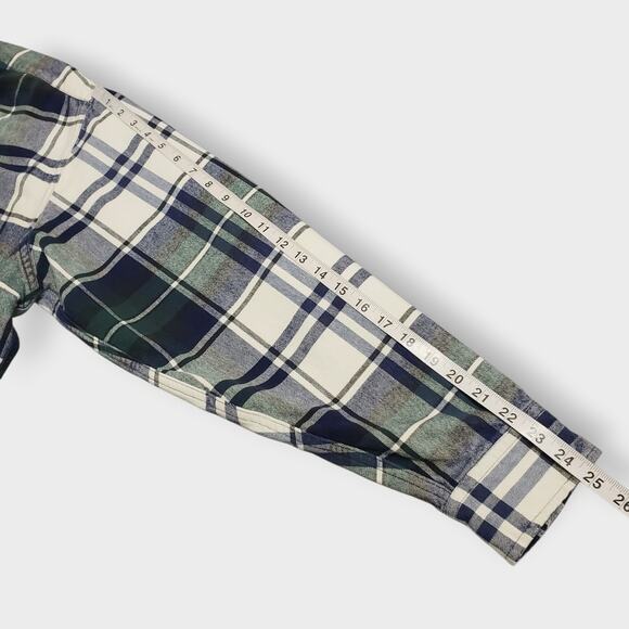 LL Bean Mens Chamois Green Plaid Flannel Button Up Shirt Sz XLT Pockets Rugged - Picture 9 of 11